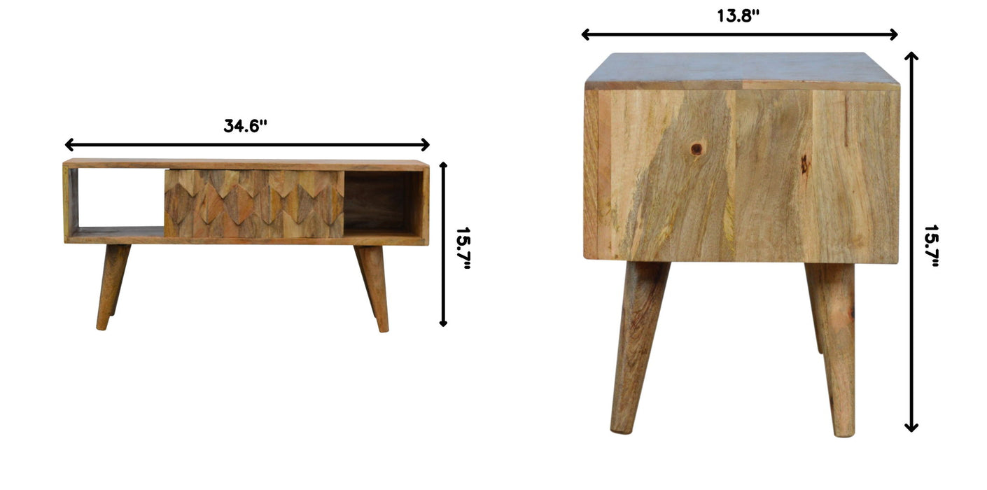 Pineapple Carve Sliding Media Unit - Oak