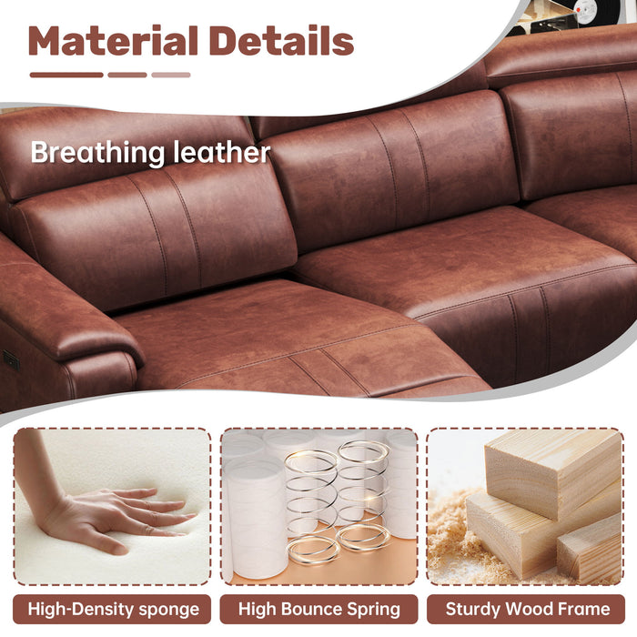 6 Piece Modular Sectional Sofa With 2 Cup Holders, Adjustable Recliners - Dark Brown