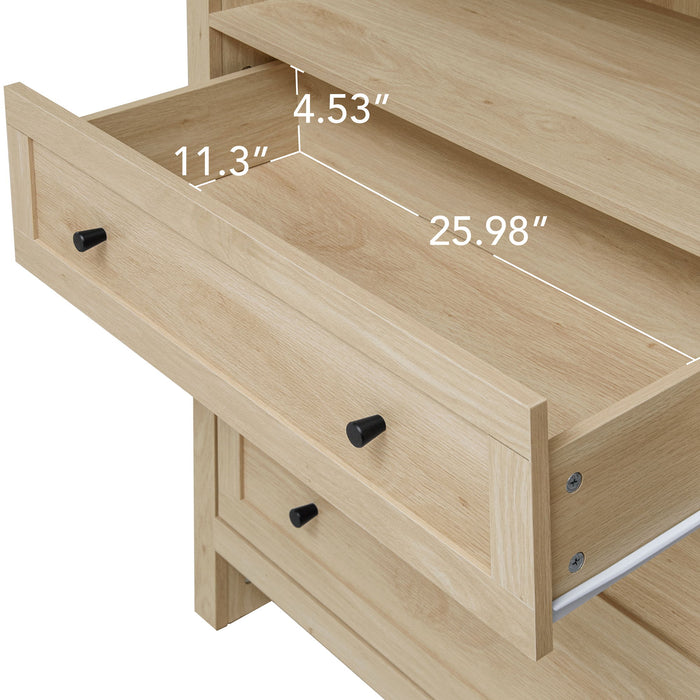 Arched Kitchen Pantry, Modern Farmhouse Wood Kitchen Storage Cabinets, Arched Storage Display Cabinet With Adjustable Shelves, Versatile Cupboard For Kitchen, Dining Room, Living Room - Natural