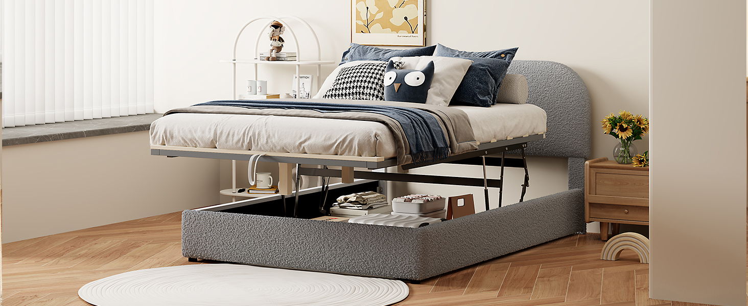 Upholstered Platform Bed With Hydraulic Storage System