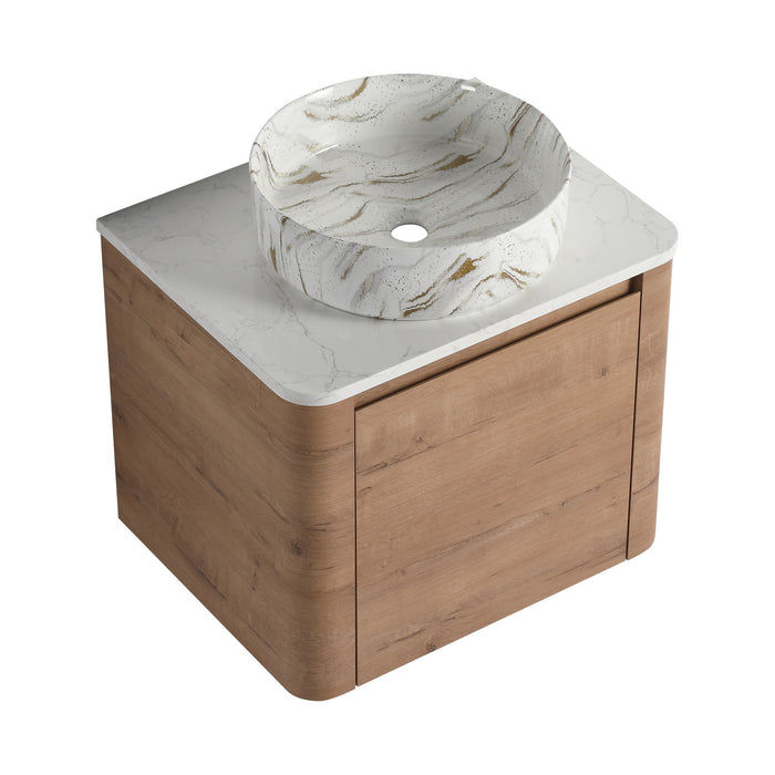 Wall Mounted Bathroom Vanity With Art Sink, 1 Soft Close Door
