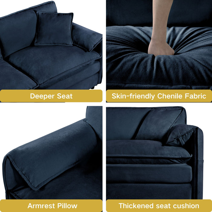 Modern Oversized Deep Seat Sectional Sofa With Pillows