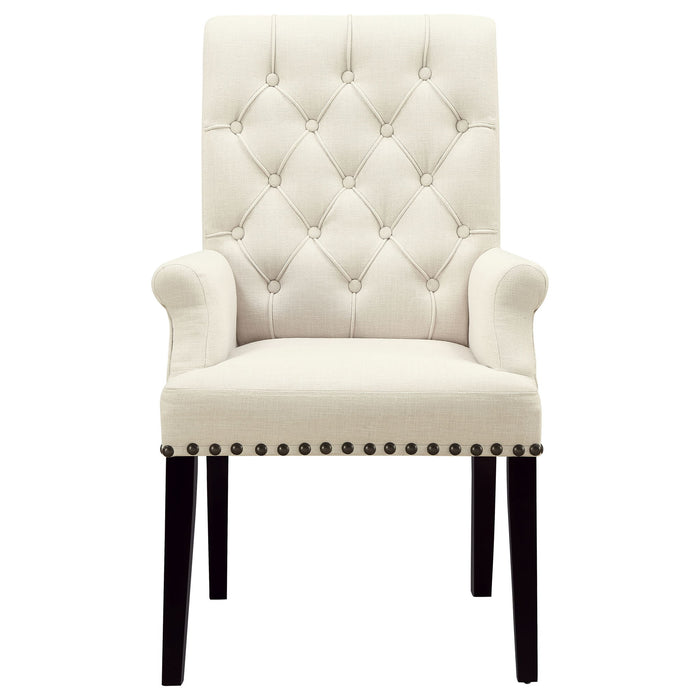 Vaughn - Upholstered Dining Chair With Tapered Legs And Nailhead Trim - Beige
