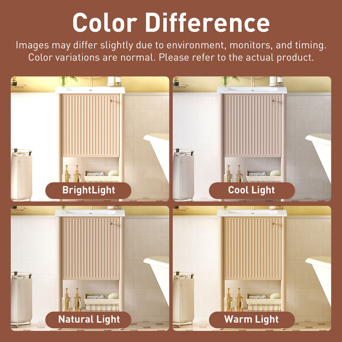 Bathroom Vanity With Sink, Freestanding Single Cabinet Set - Cream White