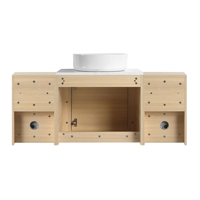 Mounted Bathroom Vanity With Art Sink, 2 Storage Shelves, Soft Close Door