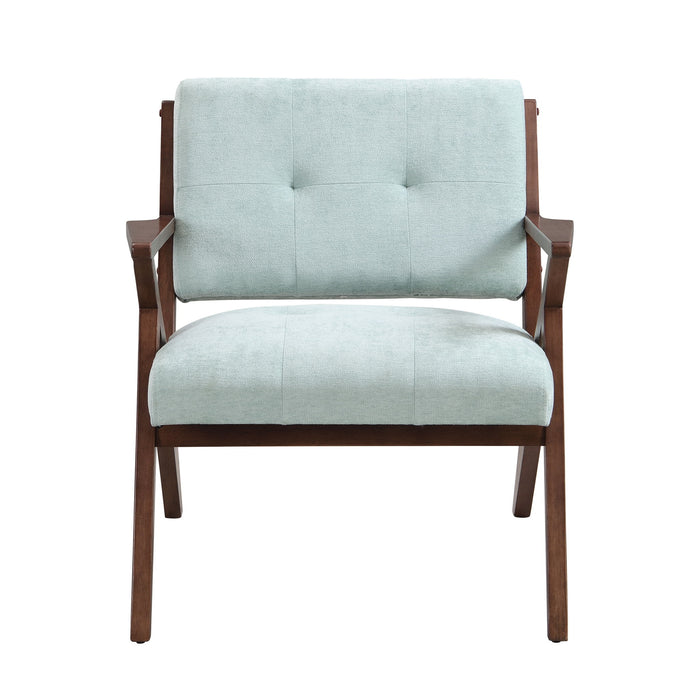 Modern Accent Chair With Plush Cushions, Angled Arm Design - Green