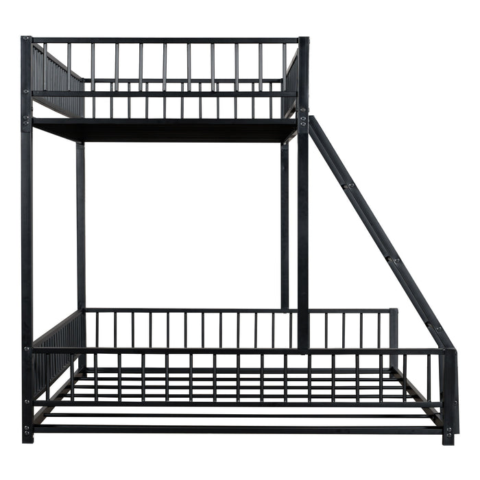 Bunk Bed Frame With Ladder And Safety Guardrails