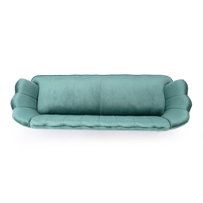 Modern Glam 3 Seater Sofa With Velvet Texture
