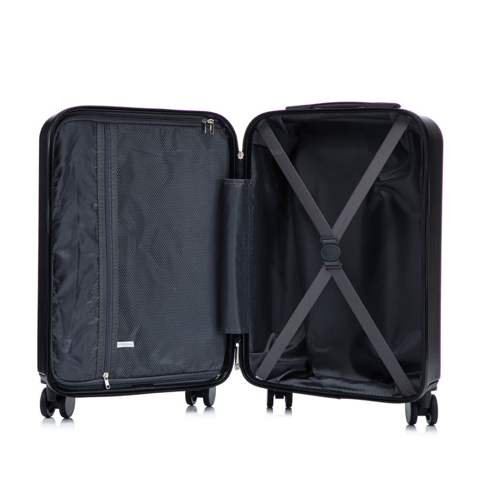 Luggage Set With Cosmetic Case, Combination Lock, Front Opening Design