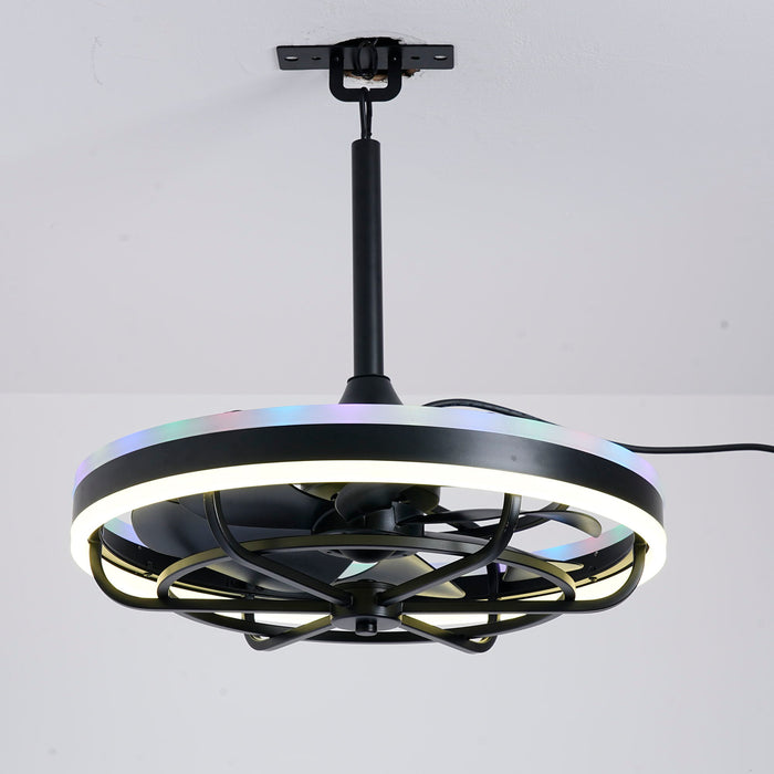 Ceiling Fan Light LED Light Source And Remote Control, 3000 - 6500K Dimmable LED Fan Light, 6 Speeds, For Living Room - Matte Black