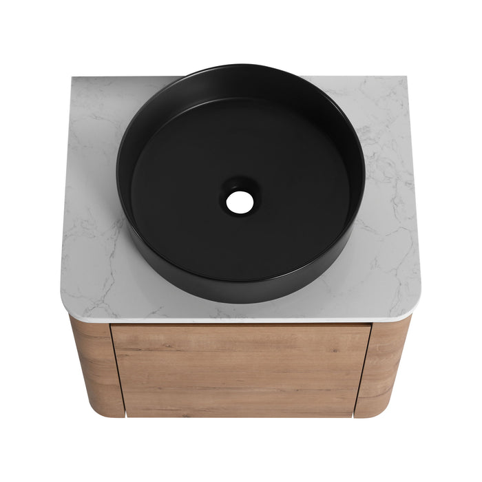 Wall Mounted Bathroom Vanity With Art Sink, 1 Storage Shelf, Soft Close Door