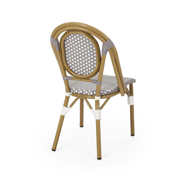 Outdoor Rattan And Aluminum French Bistro Chair Set