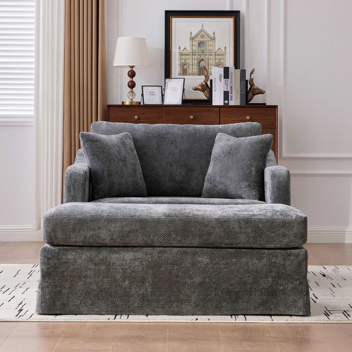 Accent Chair With Ottoman, Includes 2 Bolster Pillows
