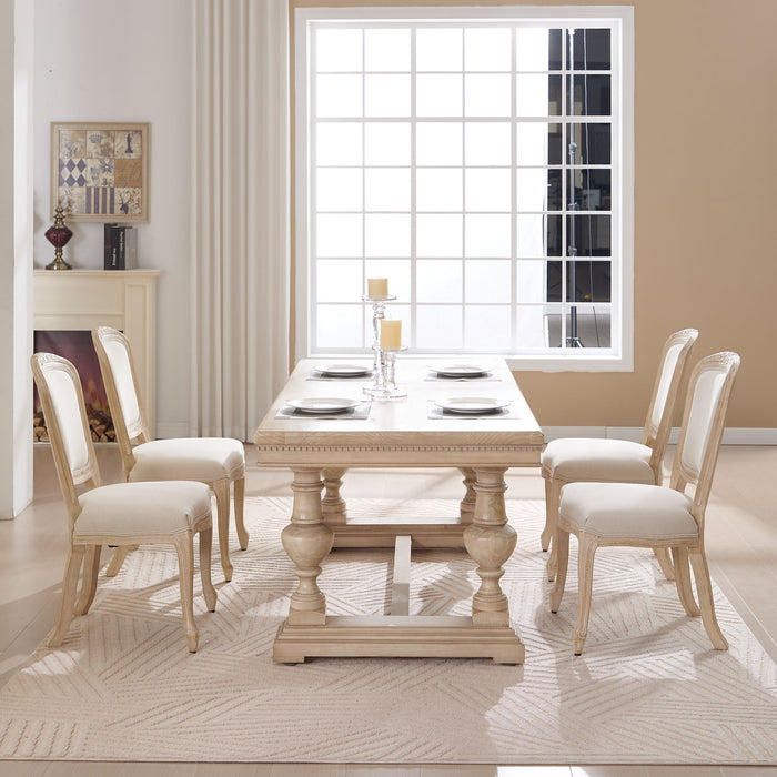 Dining Chairs Upholstered With Fan Shaped Back (Set of 2) - Beige