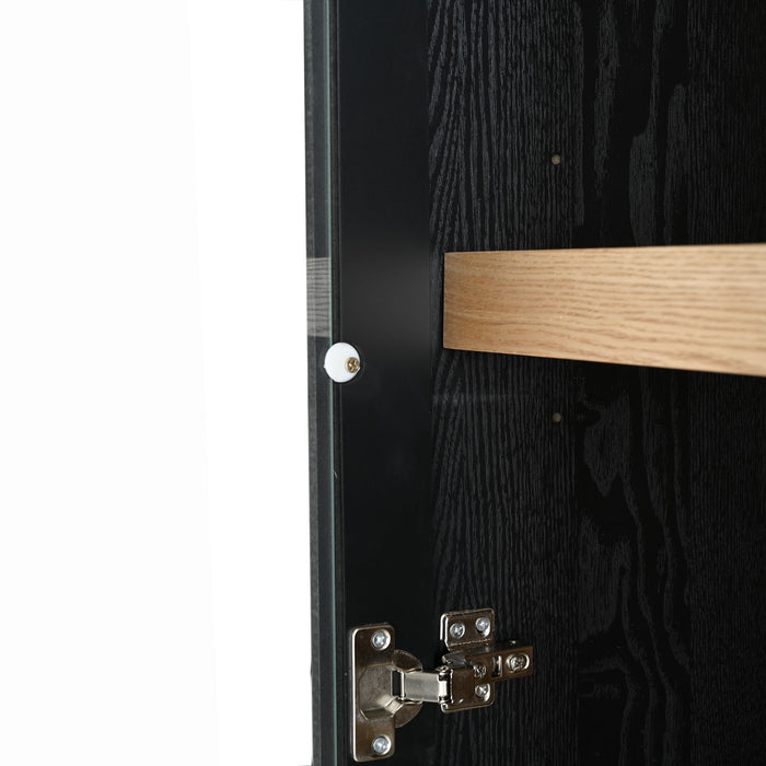 Mid Century Modern Style Tall Display Cabinet With Glass Doors For Collectibles - Black