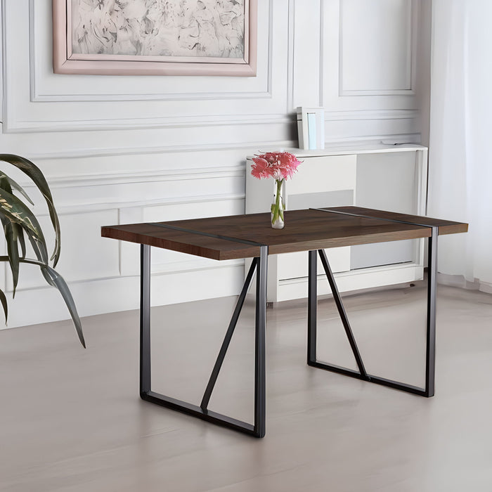 Modern Dining Table With Black Metal Legs For 4 - 6 Person