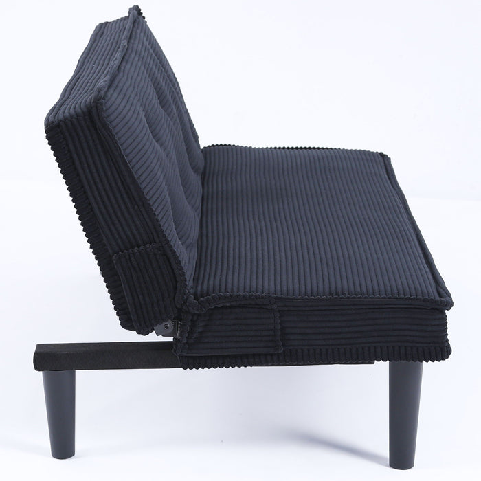 Versatile Corduroy Sofa Bed With Solid Wood Frame