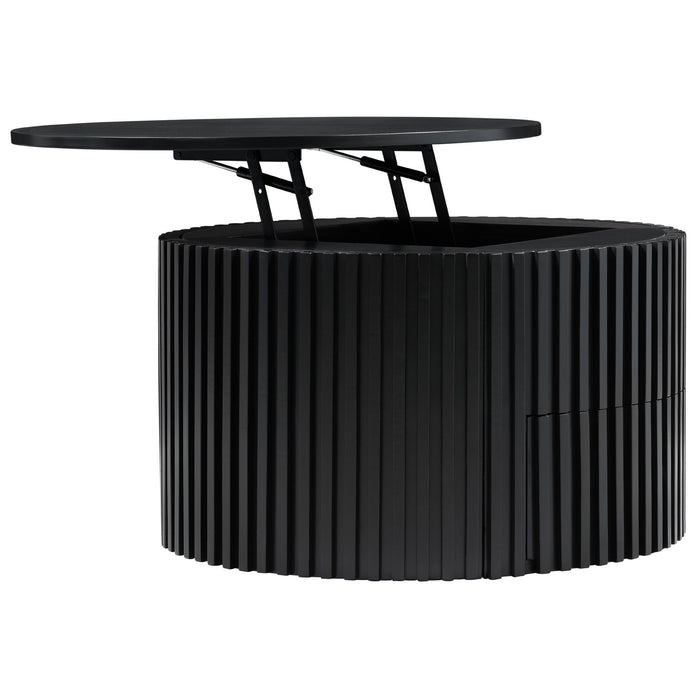 Round Lift Top Coffee Table With Hidden Storage For Living Room