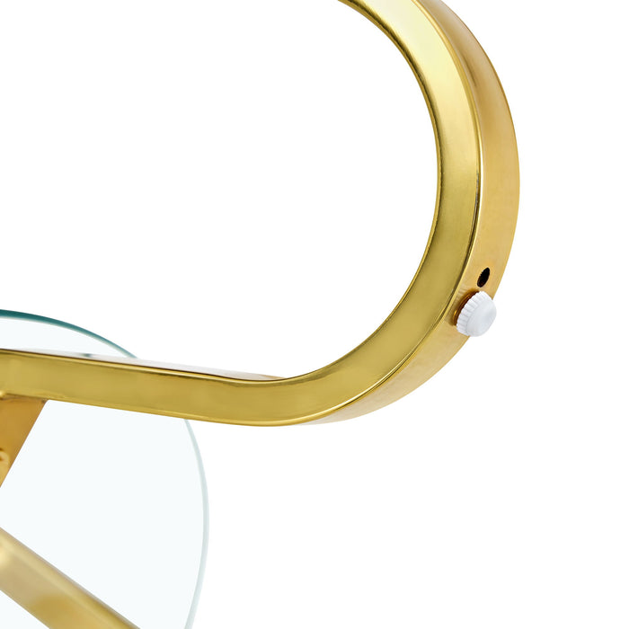 Retro Minimalist Style Metal Frame Double Layer Tempered Glass Coffee Table