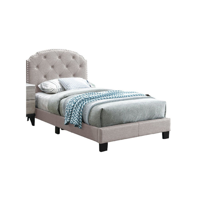 Button Tufted Bed With Nailhead Trim
