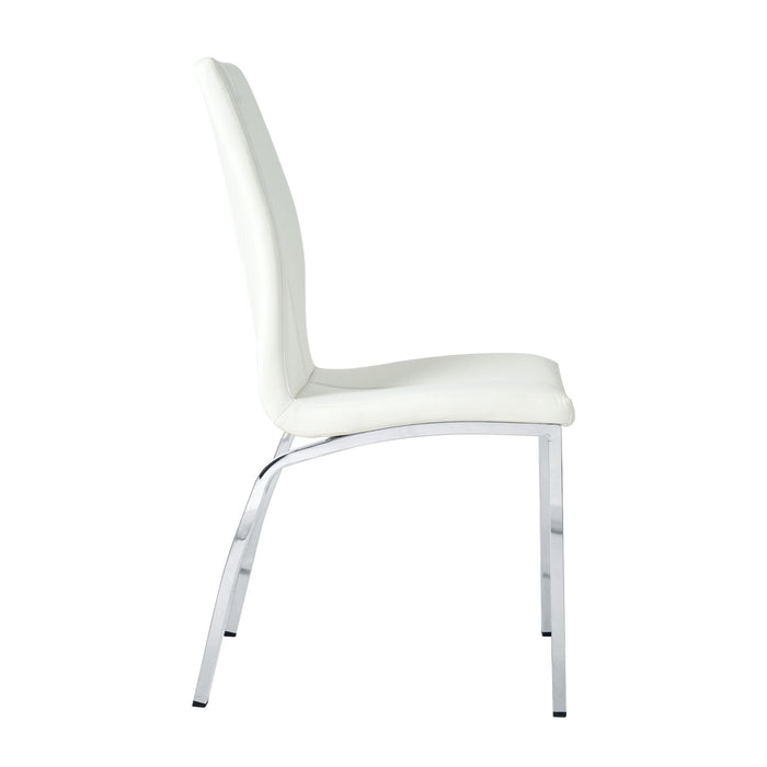 Modern Upholstered Dining Chair (Set of 4) With Electroplated Metal Legs - White