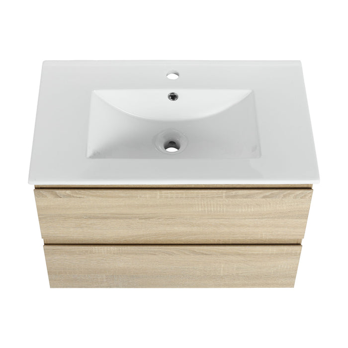 Wall Mounted Bathroom Vanity & Sink, 2 Soft Close Drawers