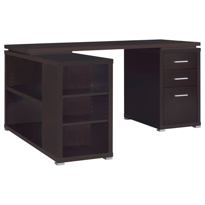 Tona - L-Shape Computer Desk With 3 Drawers And 5 Shelves