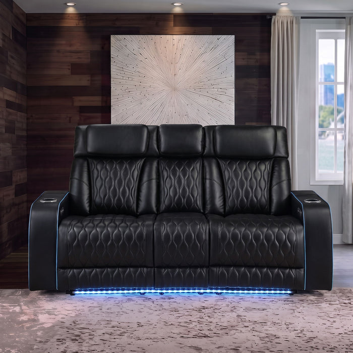 Electra - Power Reclining Sofa With Power Headrests, Drop Down Table, Reading Light, Massage, LED Lighting And USB Control