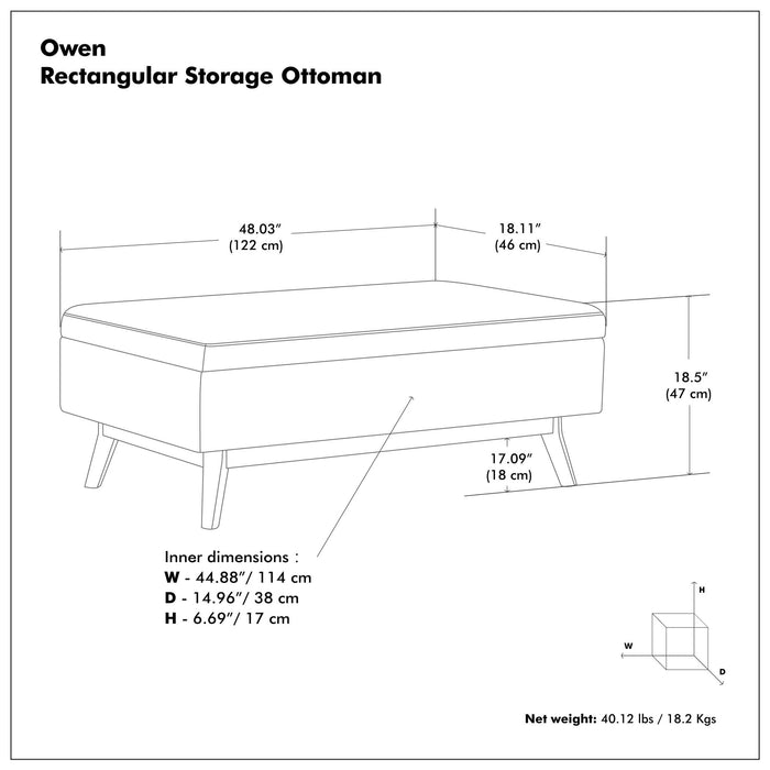 Owen - Rectangular Storage Ottoman - Midnight Black