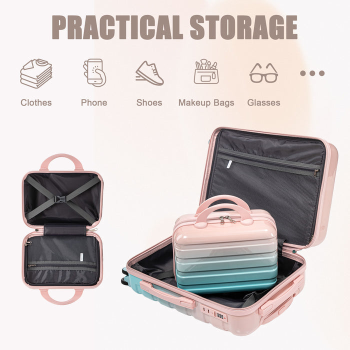 Luggage Set 14" / 20" With Combination Lock And Cosmetic Case