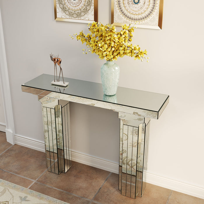 Console Table, Rectangular Entryway Desk For Living Room - Silver