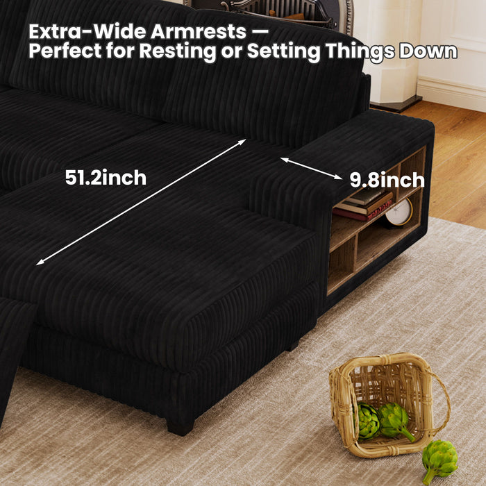 U-Shaped Convertible Sofa, 4 Seater Large Living Room Lounge