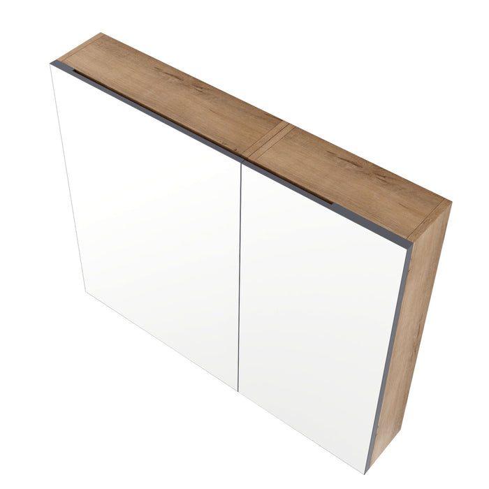 33.56" Wall Mounted Bathroom Cabinet With Adjustable Shelves - Imitative Oak