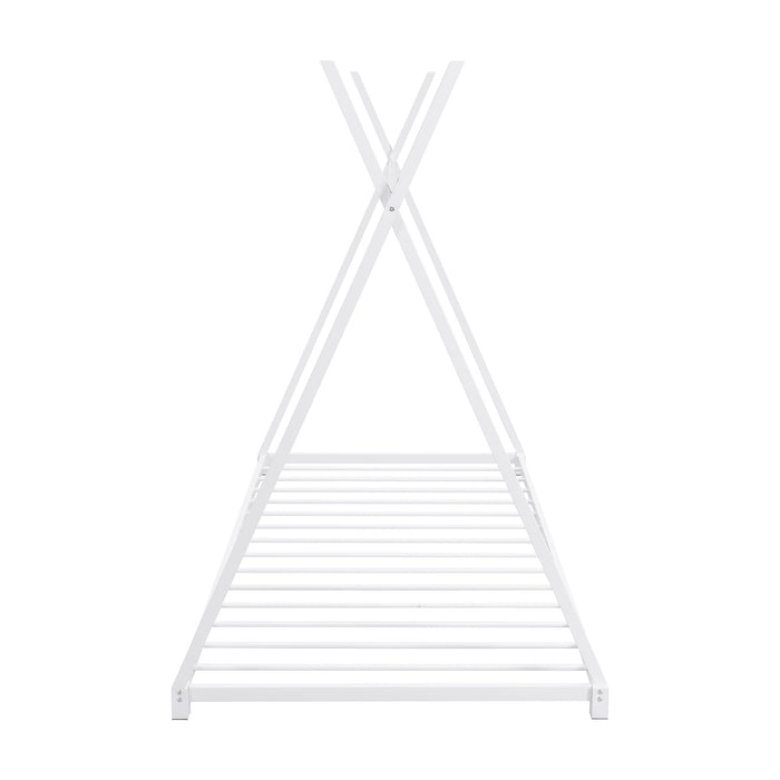 Metal House Platform Bed With Triangle Structure, Low Profile Design