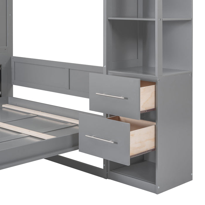 Murphy Wall Bed With Shelves, Drawers And LED Lights