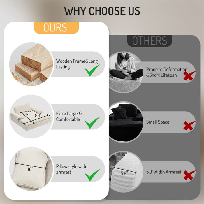 Modern Oversized Double Chaise Lounge Chair