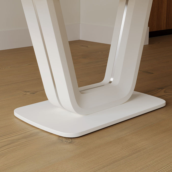 Modern Industrial Style Expandable Dining Table With U Shaped Legs - Antique Gray White