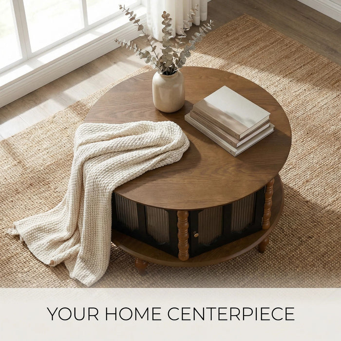 Round 3 Door Storage Coffee Table For Living Room