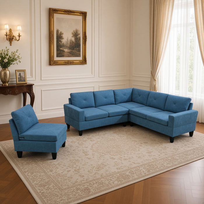 Modular L - Shaped Sectional Sofa 6 Seater 4 Piece Couch With Chaise