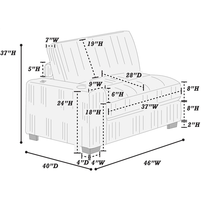 Contemporary Style Modular Sectional Sofa Set With USB, Cup Holder