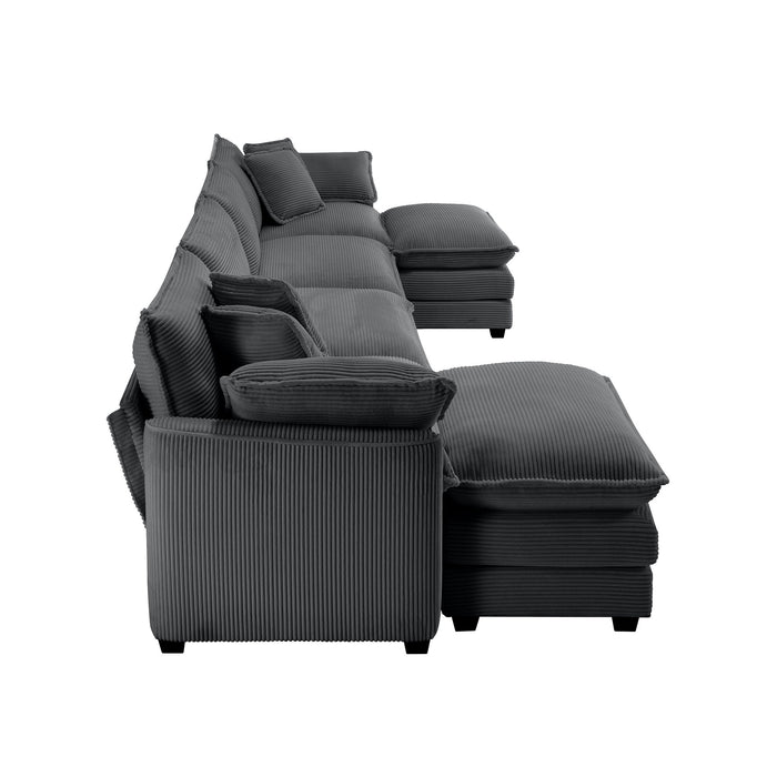 Modular Oversized Cushion Sofa With Ottoman, Low Back, Deep Seating Sofa Set
