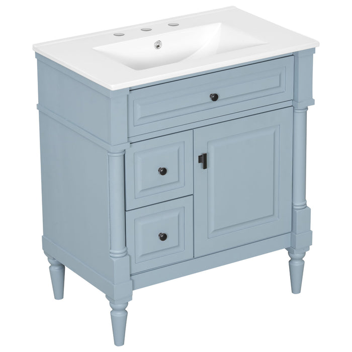 Modern Bathroom Vanity With Sink, Freestanding Cabinet With Flip Drawer & Adjustable Shelf