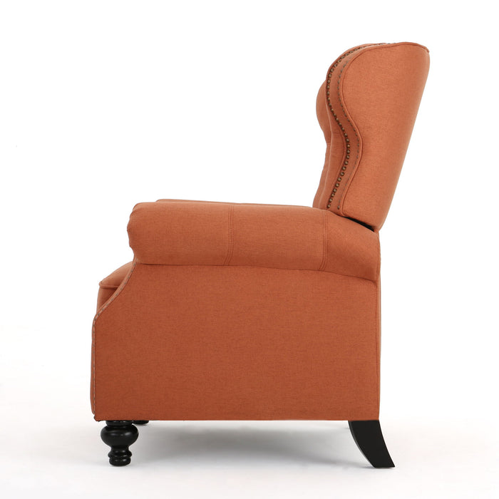 Contemporary Style Push Back Recliner With Button Tufted Stitching And Nailhead Trim