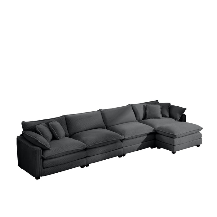 Modular Oversized Cushion Sofa With Ottoman, Low Back, Deep Seating Sofa Set