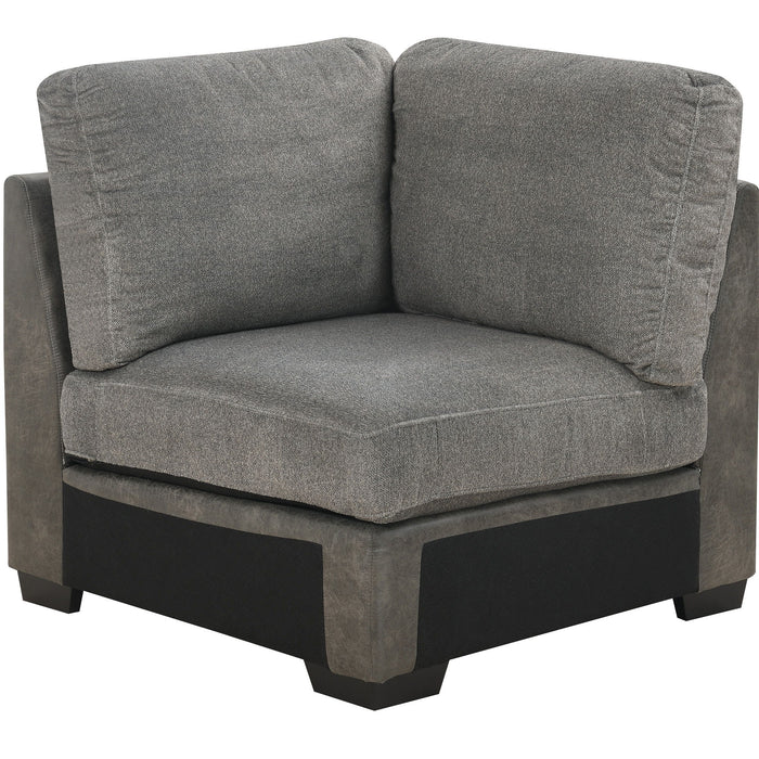 Berlin - Modular 3 Piece Sectional With Cozy Fabrics And Deep Seating - Gray Herringbone & Sanded Microfiber