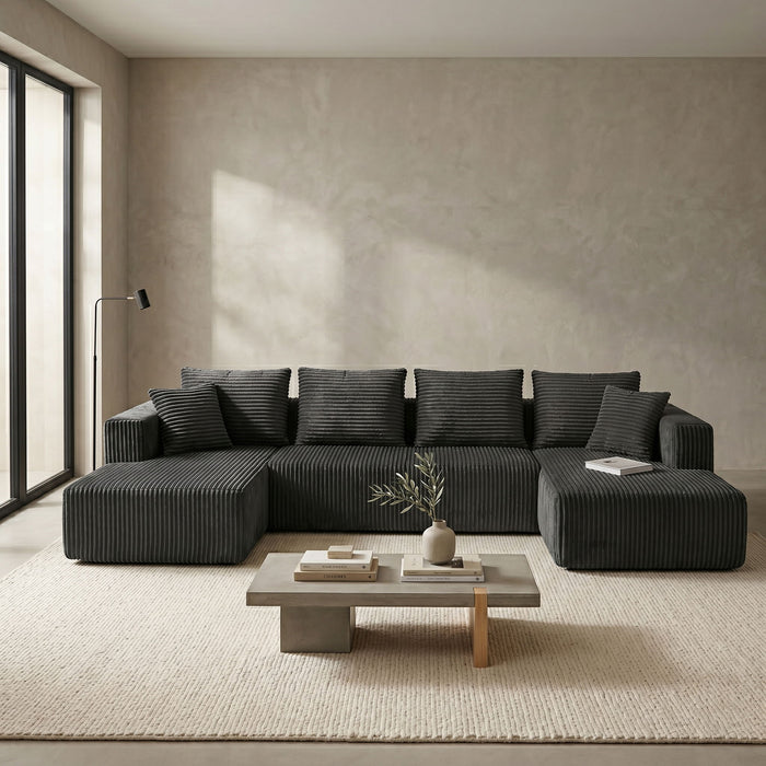 U-Shaped Modular Sectional Sofa With Double Chaise, Oversized Deep Seat For Living Room