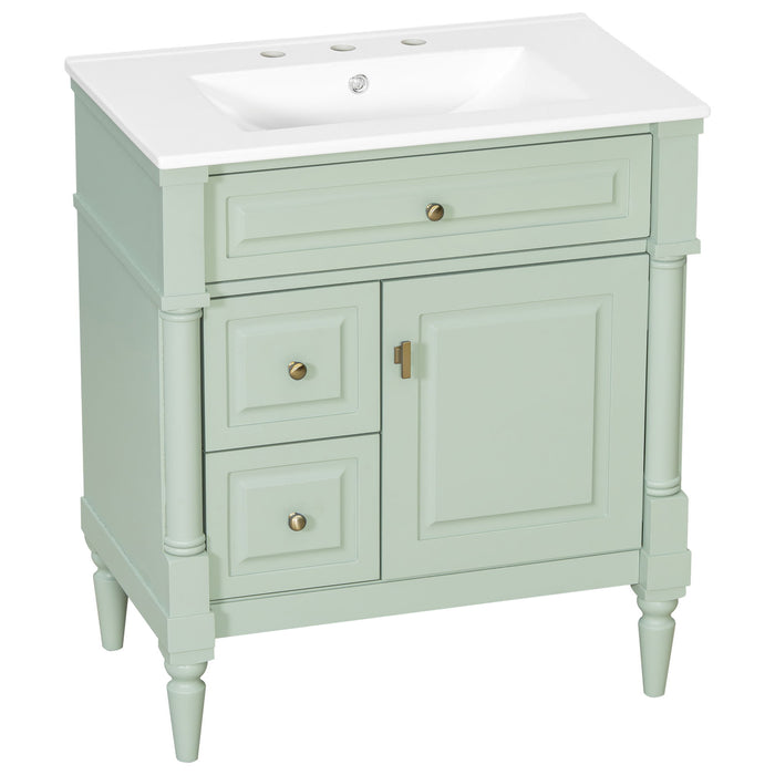 Modern Bathroom Vanity With Sink, Freestanding Cabinet With Flip Drawer & Adjustable Shelf