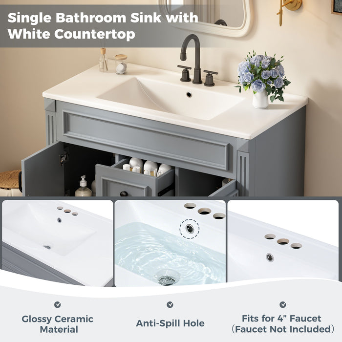 French Simple Style Wall Mounted Bathroom Cabinet With Sink