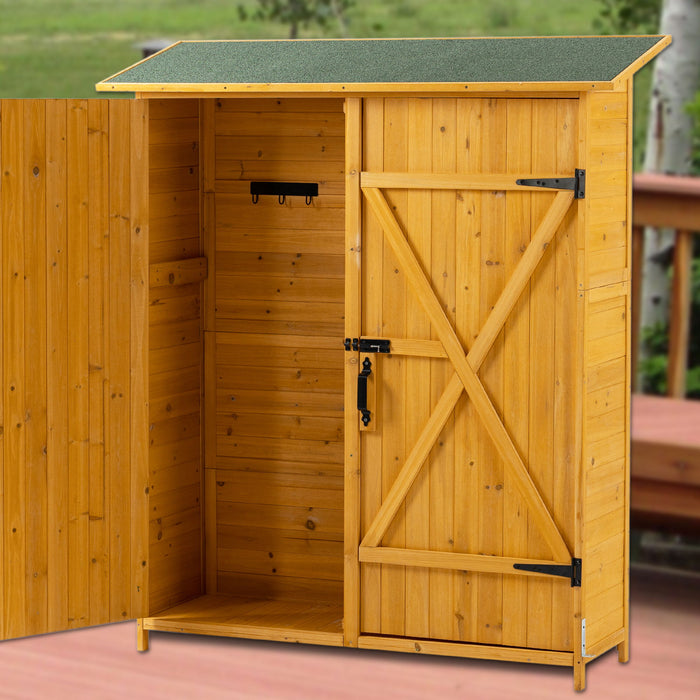Outdoor Storage Shed With Lockable Door, Tool Storage Shed, Detachable Shelves & Pitch Roof