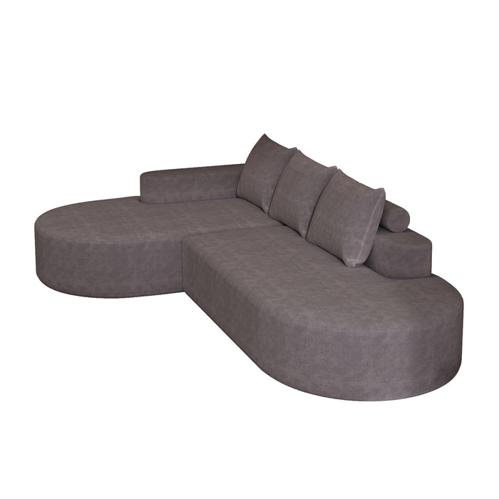 Modern Curved Sofa, L-Shaped Modular Sectional Set With 3 Pillows
